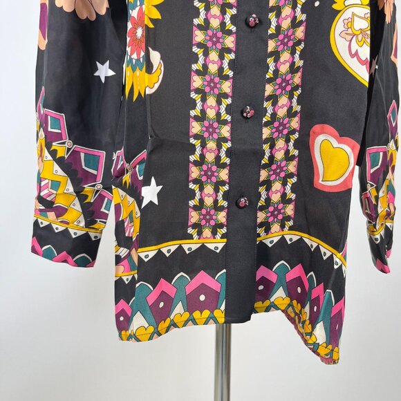 NWT Johnny Was Rosalynda Silk blend Floral Button-Up Blouse Shirt Multicolor XS - Picture 4 of 13